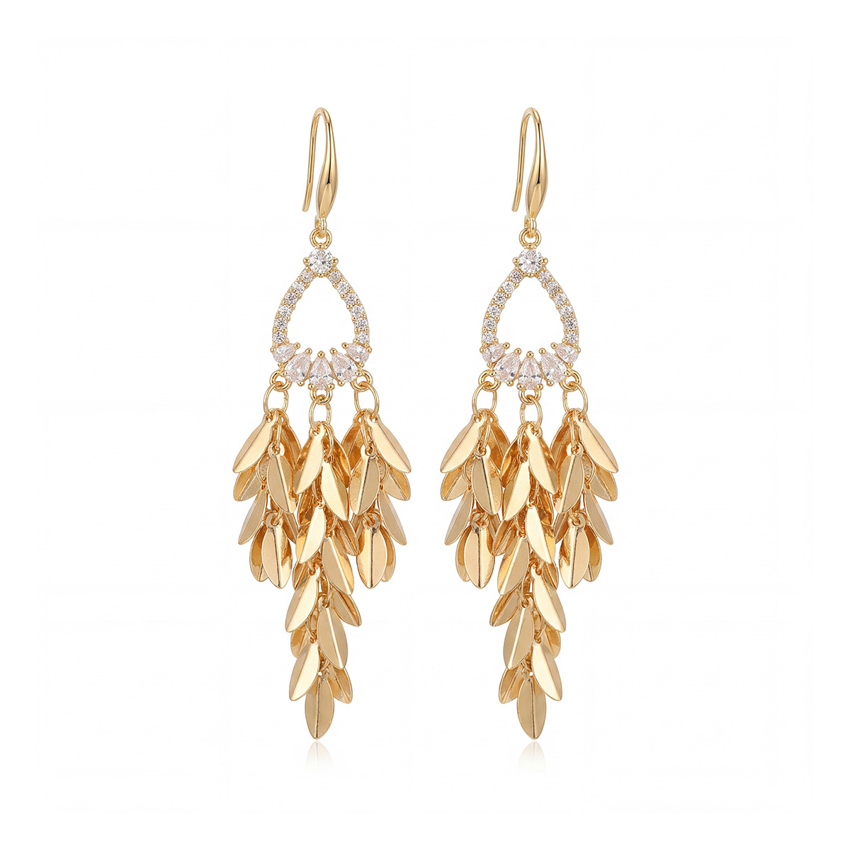 Women’s Real Gold Plated Copper Tassel Grain Drop Earrings Featuring Elegant Design 5