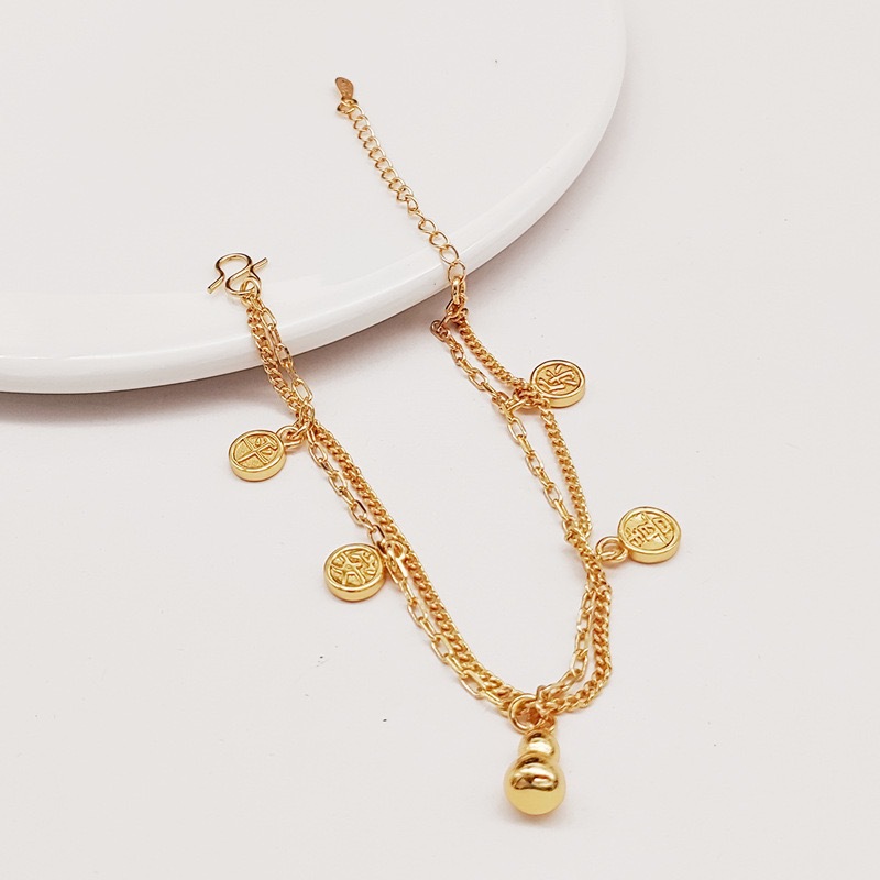 Women’s Gourd Tassel Bracelets In Gold Electroplated Copper