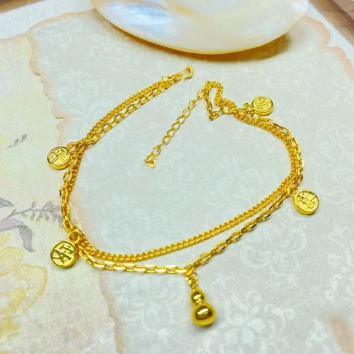 Women’s Gourd Tassel Bracelets In Gold Electroplated Copper 2