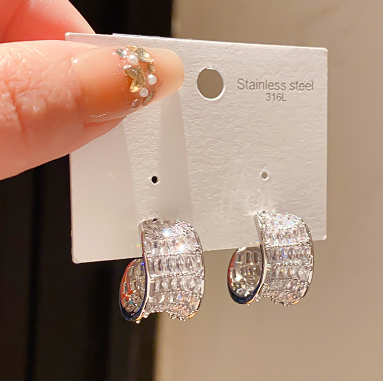 Women’s Letter Earrings Crafted From Surgical Steel With 20K Real Gold Plating And Imitation Jade Glass Beads Featuring UV Plating 2