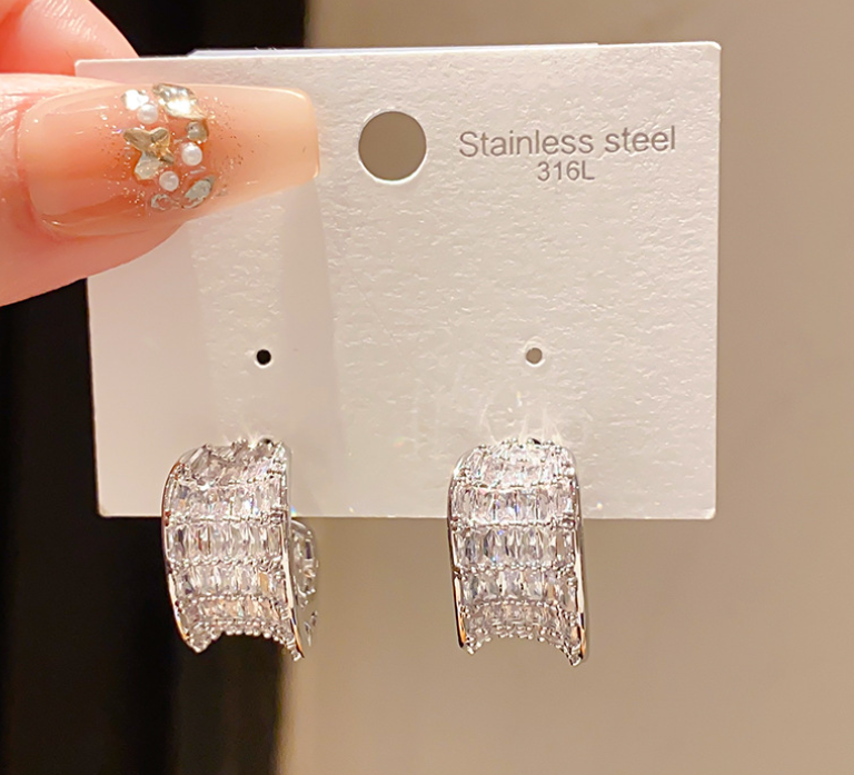 Women’s Letter Earrings Crafted From Surgical Steel With 20K Real Gold Plating And Imitation Jade Glass Beads Featuring UV Plating 3