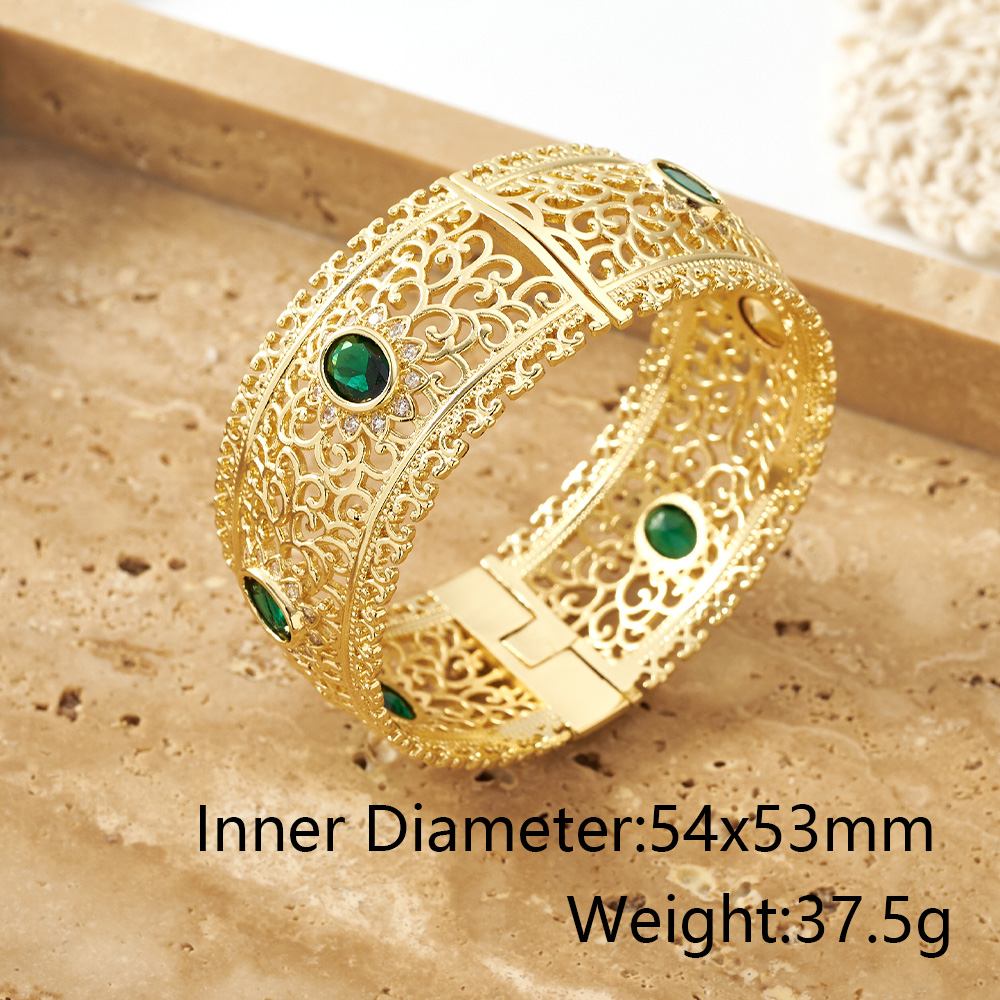 Women’s Monogram Bangle Crafted From Copper With 18K Real Gold Plated Water Plating And Rhinestone Inlay 5