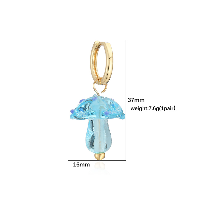 Women’s Mushroom Stud Earrings With Zircon Inlay, Copper Base Featuring 18K Real Gold Water Plating 3