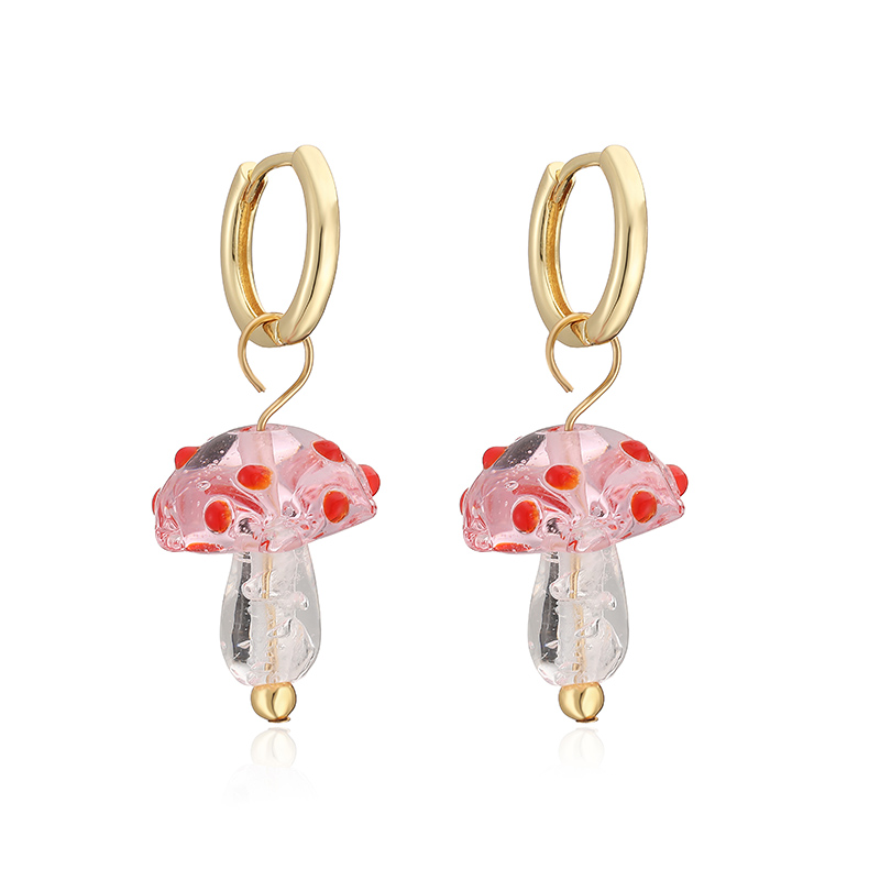 Women’s Mushroom Stud Earrings With Zircon Inlay, Copper Base Featuring 18K Real Gold Water Plating 4