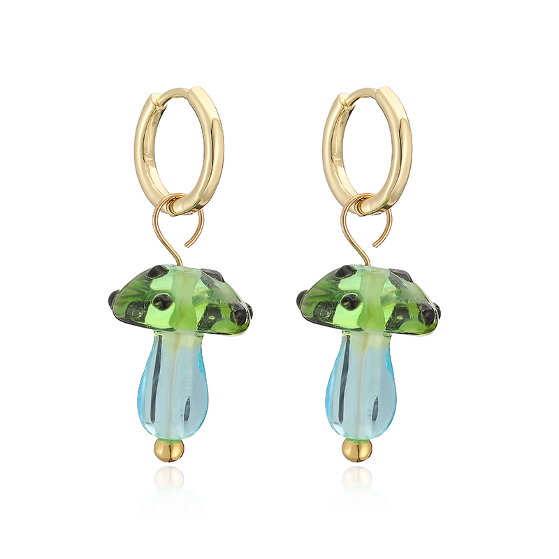 Women’s Mushroom Stud Earrings With Zircon Inlay, Copper Base Featuring 18K Real Gold Water Plating 6