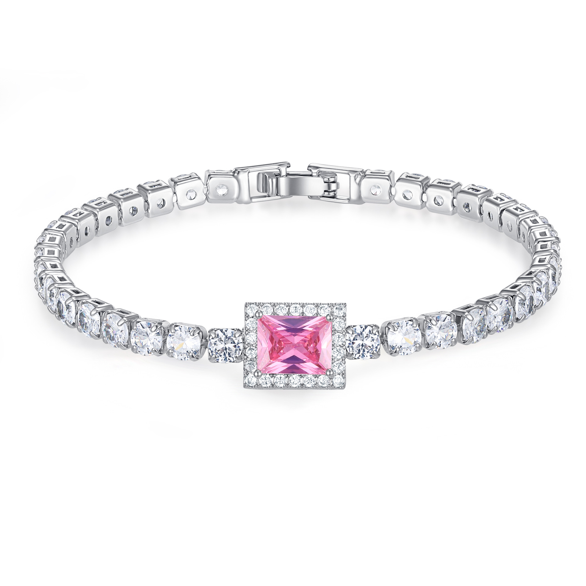 Women’s Rectangle Copper Bracelet With Electroplated Gold Plating And Purple Zircon Inlay 5