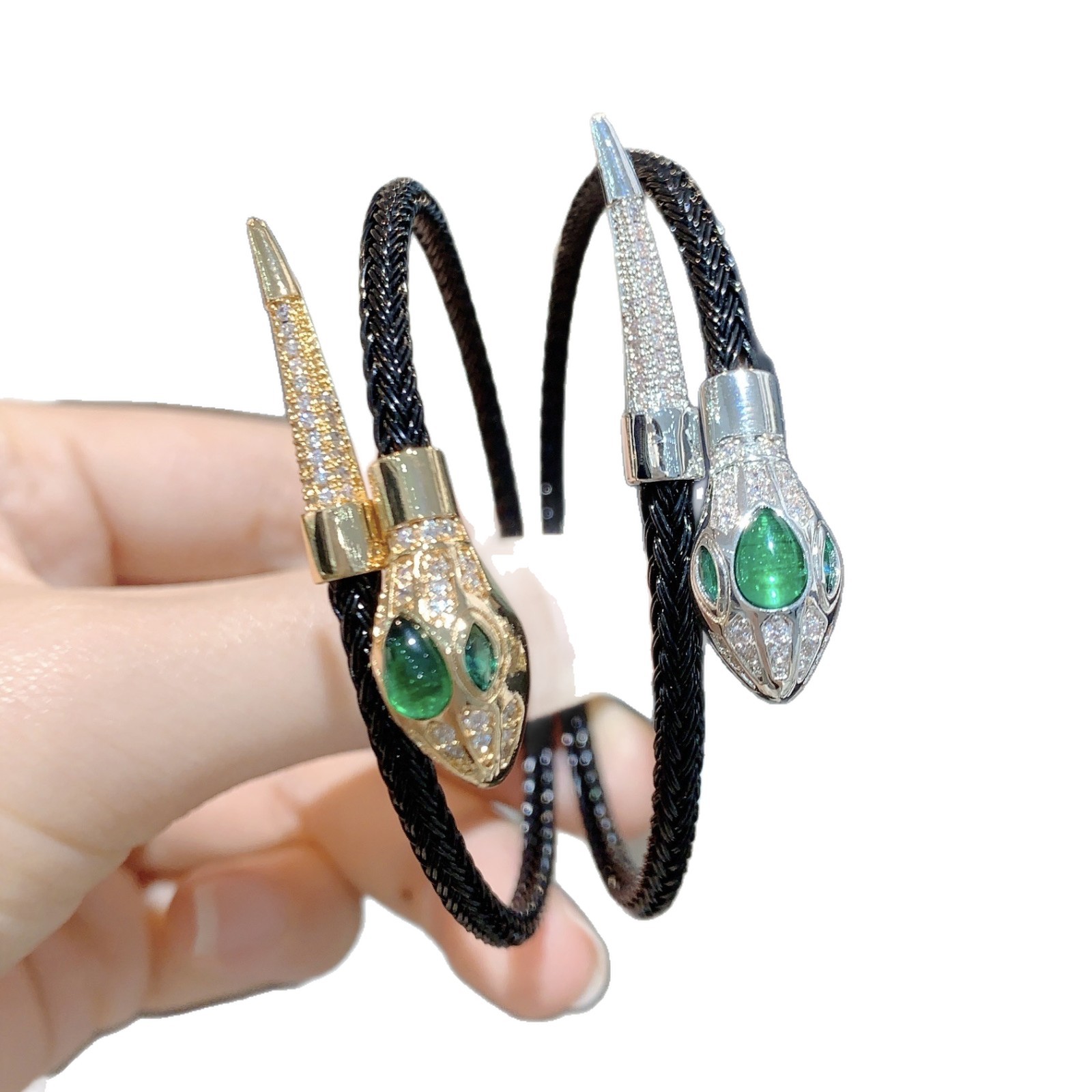 Women’s Snake Pattern Bangle Featuring Real Gold Electroplated Copper With Zircon Inlay 5