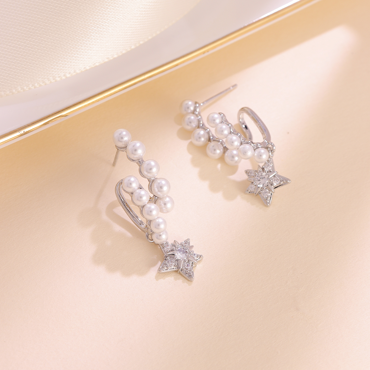 Women’s Star Pattern Electroplated Copper Earrings With Zircon Inlay, Featuring Water Plating For Durable Shine 5