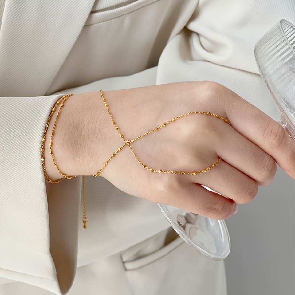 Women’s Tassel Bracelets Featuring PVD Coated Copper With 18K Real Gold Plated Ball Chain 2