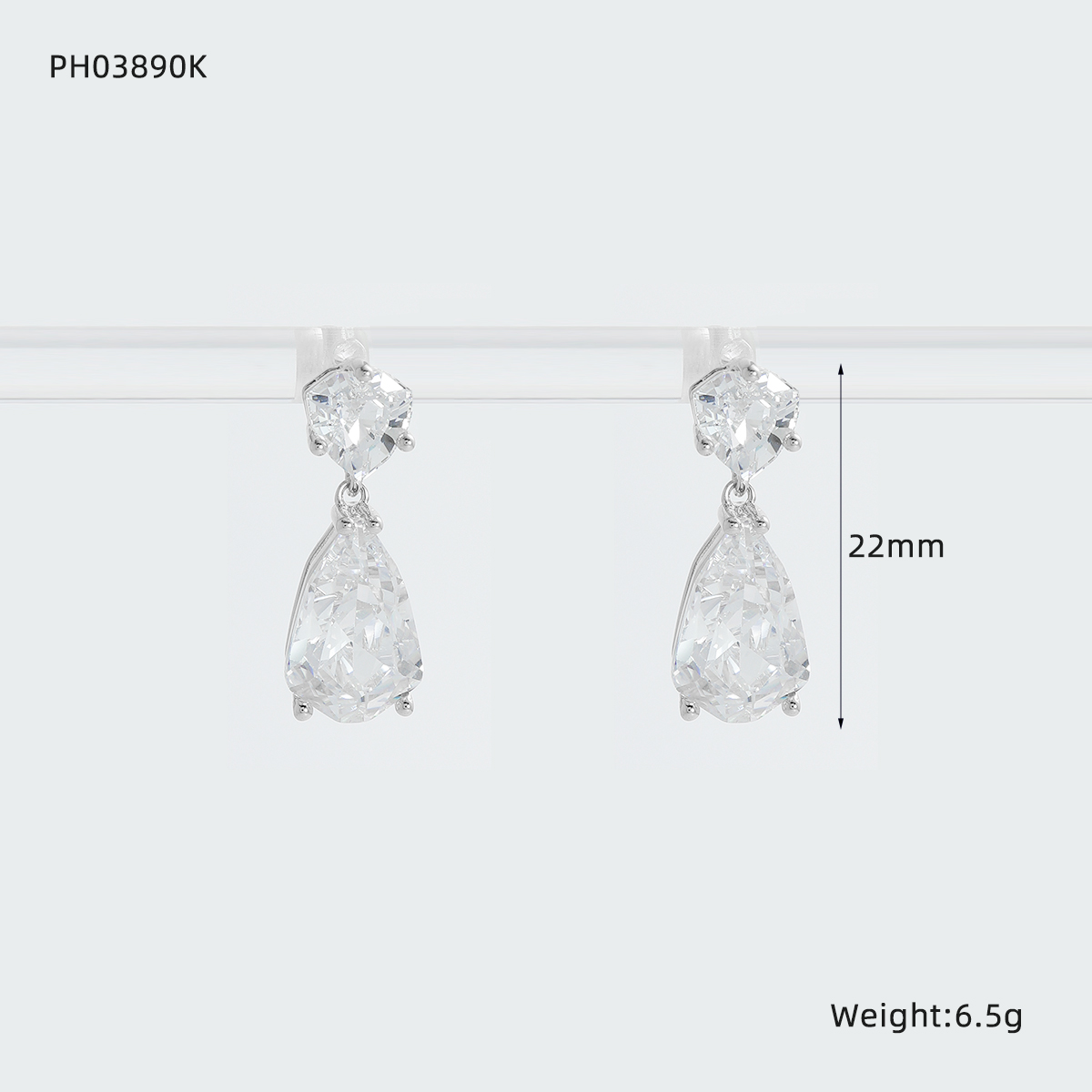 Women’s Water Droplets Earrings With Claw Setting, Copper Base With Water Plating And Zircon Inlay 5
