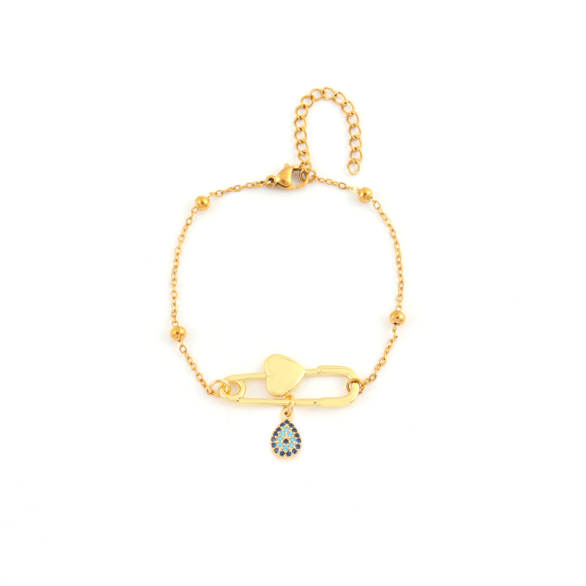 Devil's Eye Waterproof Women's Bracelet In 201 Stainless Steel With 18K Gold Plated Finish And Zircon Inlay 3