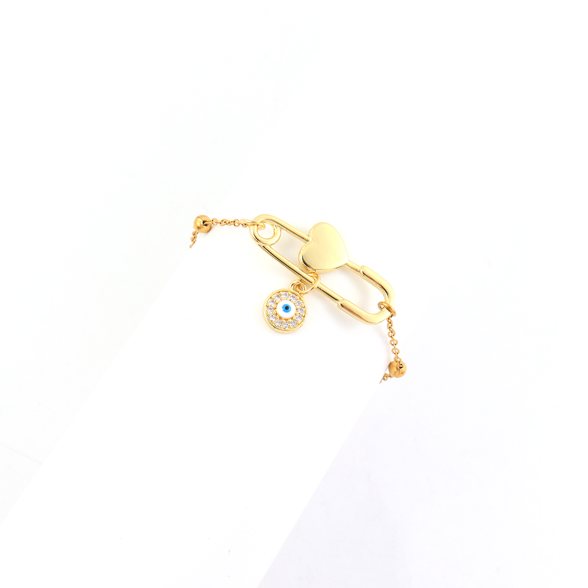 Devil's Eye Waterproof Women's Bracelet In 201 Stainless Steel With 18K Gold Plated Finish And Zircon Inlay 4