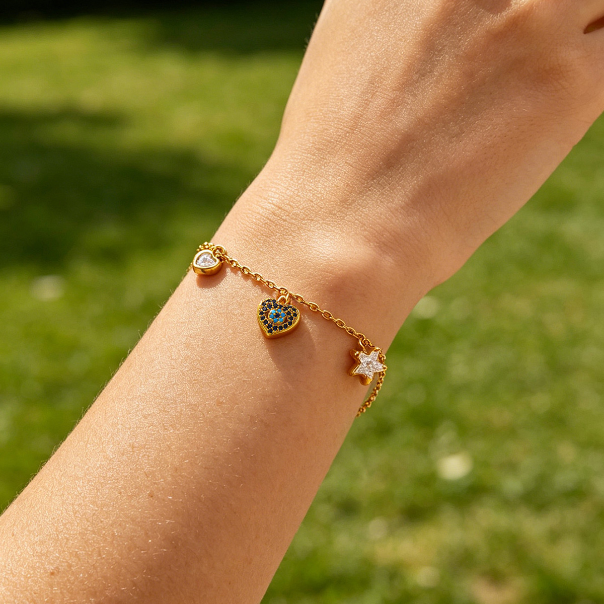 Devil's Eye Waterproof Non Tarnish Copper Bracelet For Women With 18K Real Gold Plated PVD Coated Cable Chain And Zircon Inlay 2